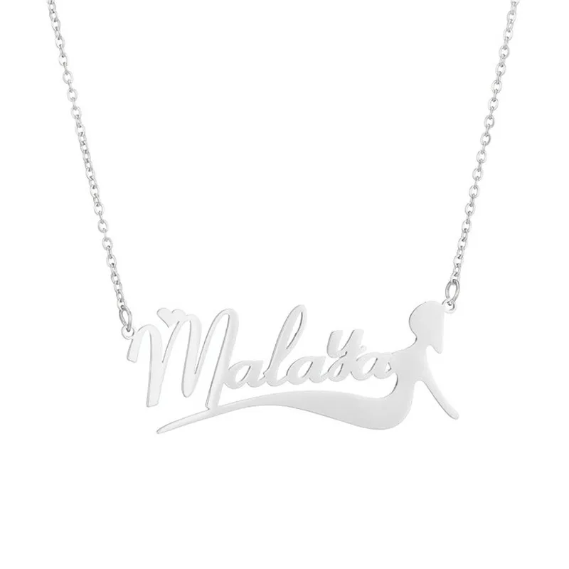 Креативное ожерелье с именем и буквами на заказ кулоном в форме девочки