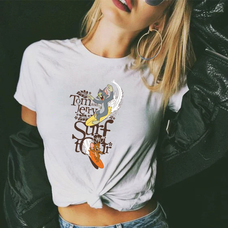 

New Arrivals Women Summer T-Shirts Short Sleeves Round Neck Anime Pulovers Aesthtic Cartoon Ladies High Quality Daily Wear Tees