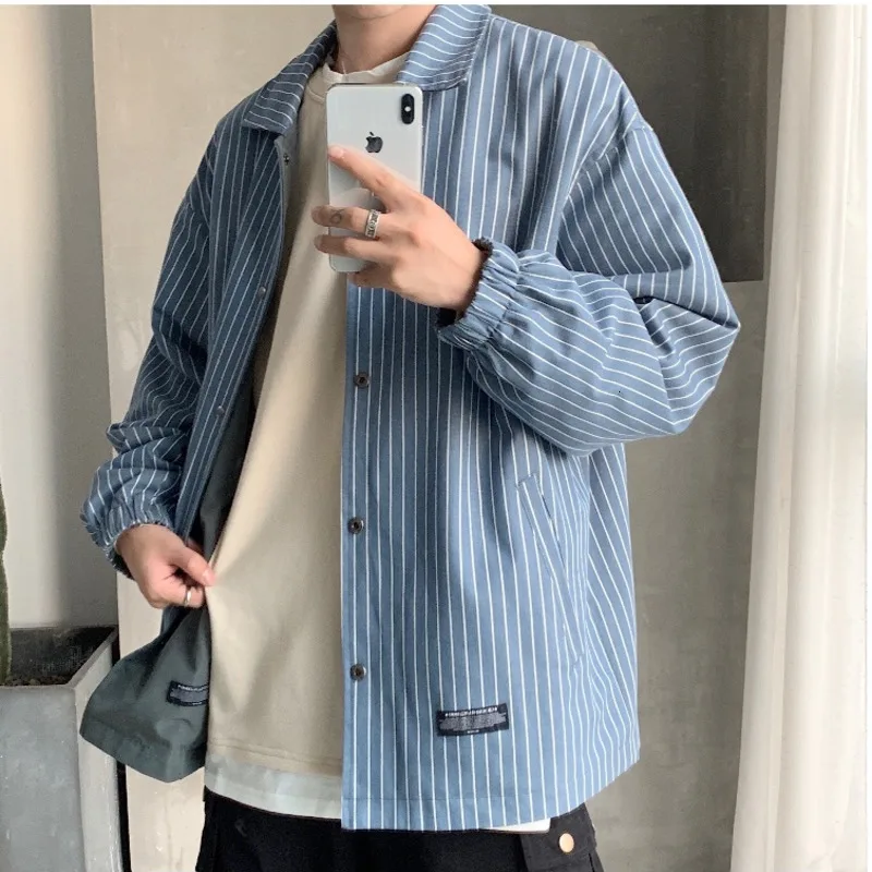 

2019 Autumn New Korean Version Of Harajuku Retro Loose Two-sided Wearing Lapel Student Stripes Wild Street Casual Jacket
