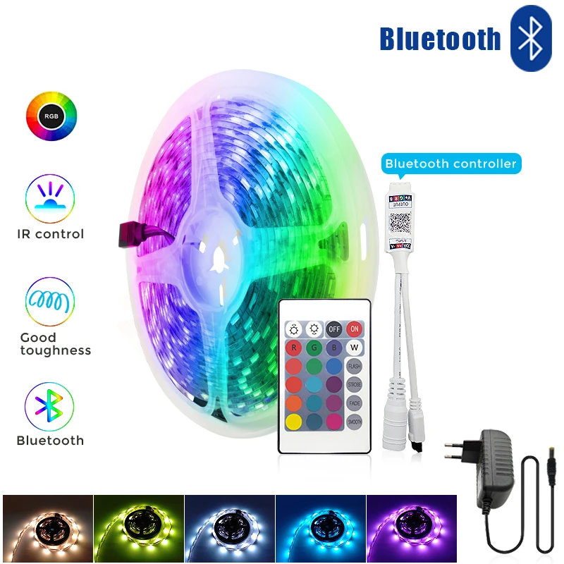 Цветная (RGB) Bluetooth Светодиодные ленты светодиодный светильник лента SMD 2835 DC12V