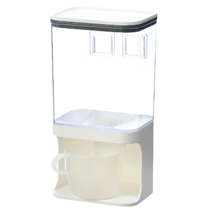 

1/1.5/3L Wall Mounted Divided Rice Cereal Dispenser Kitchen Dry Food Container Storage Box