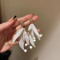 women elegant white acrylic petal flower tassel earrings for women holidays jewelry fairy beach dangle pendientes