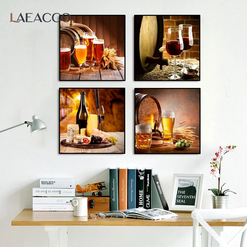 Laeacco Картина на холсте для бара декор винной столовой плакаты и принты стену