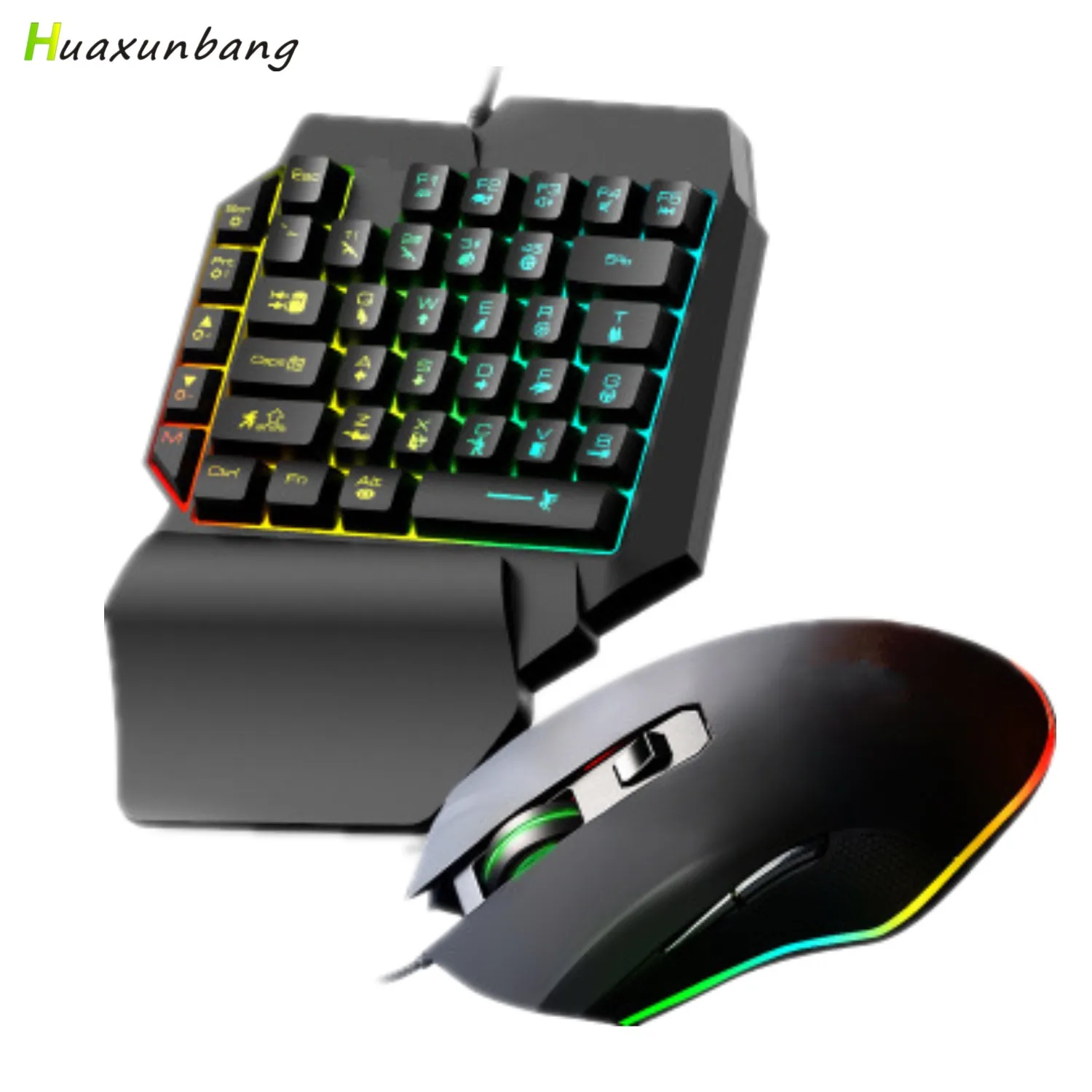 Набор для одной руки игровая клавиатура мышь RGB подсветка портативная мини мыши 39