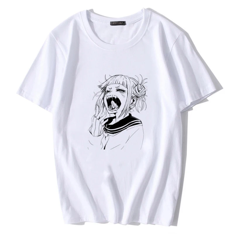 White-01 Harajuku/японская Футболка с принтом Toga Himiko, Мужская футболка с надписью Boku No Hero Academy, Мужская Уличная футболка с надписью My Hero Academy, футболки в стиле хип-хоп - Цвет: White-01