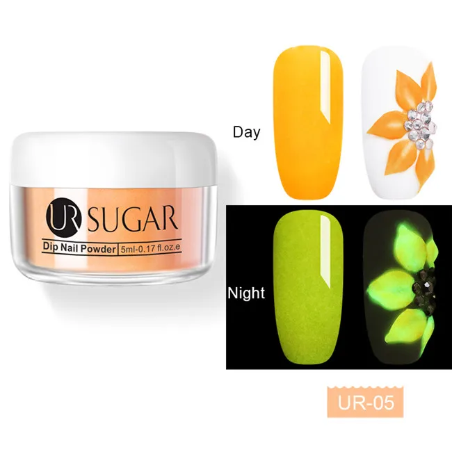 Luminous 5 Ur Sugar 5 мл флуоресцентный 3 в 1 Dip порошок для ногтей акриловая пудра для вырезания наращивание ногтей натуральный сухой без лампы - Цвет: Luminous 5