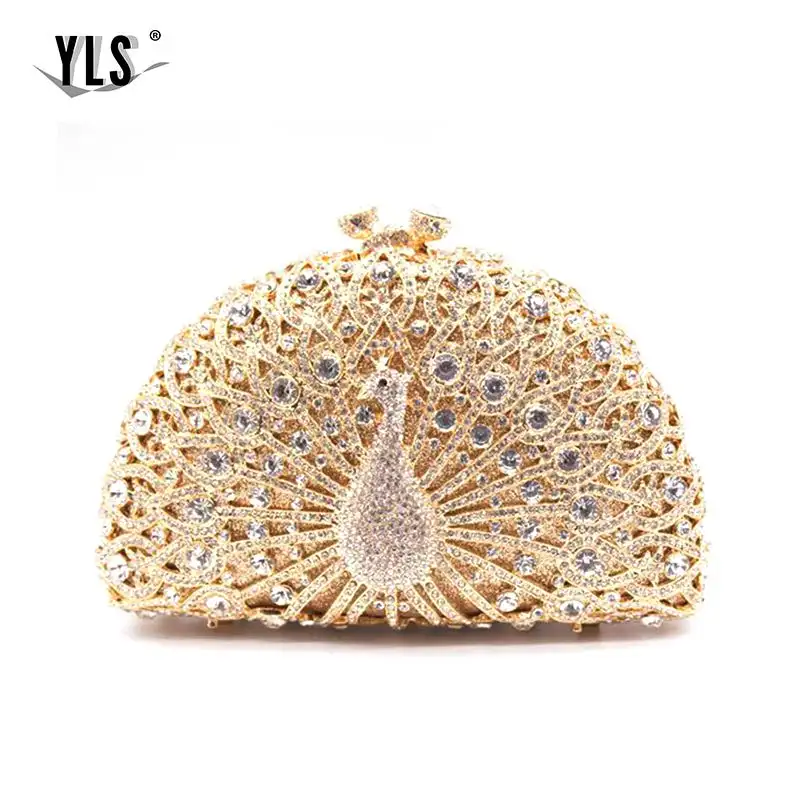 Серебряный Роскошный вечерний клатч в форме животного павлина Модный женский с