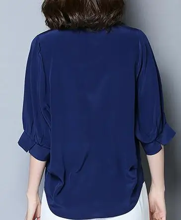 Блузка женская свободного покроя с рукавами-фонариками из искусственного шелка |