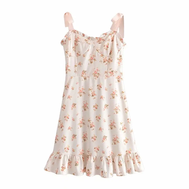 

Летнее эластичное мини-платье с оборками, женское сексуальное пляжное платье на бретелях-спагетти, женское винтажное платье без рукавов с ц...