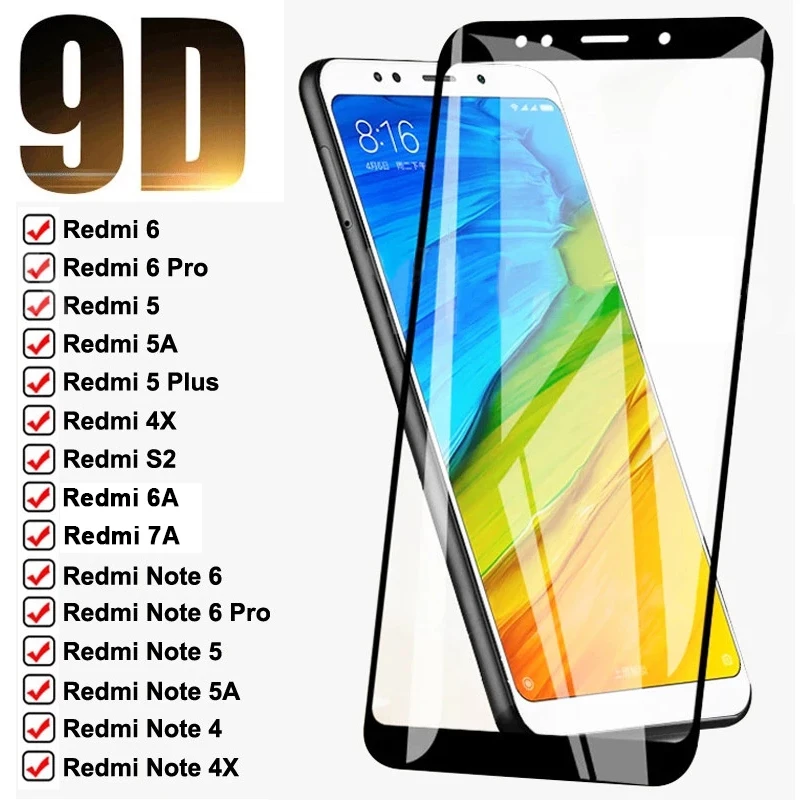 9D 9H закаленное стекло на Redmi 4X 5A 5 Plus 6 6A S2 для Xiaomi Note 4 Pro полноэкранная Защитная