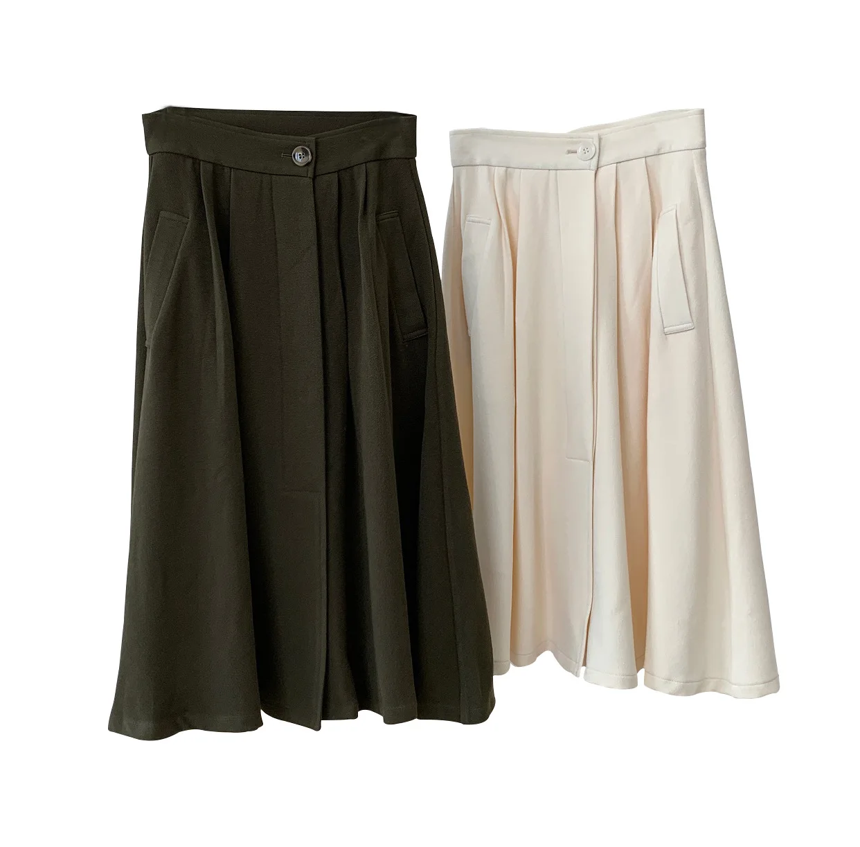 

TVVOVVIN Spring New Simple High Waist A-line Skirt Vintage Spliced Loose Solid Color Mid-length Skirt Female BBVS