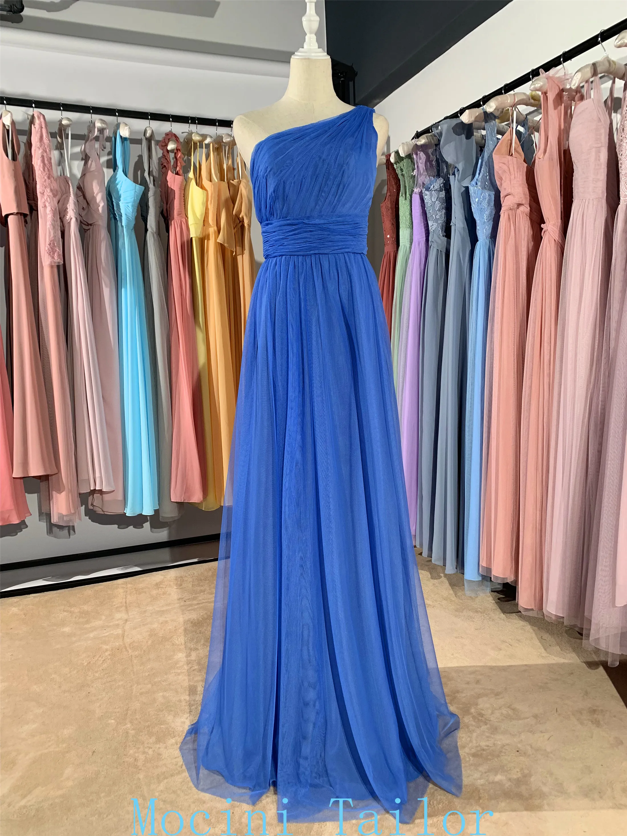 Синее шифоновое длинное платье подружки невесты 2020 различные цвета новое