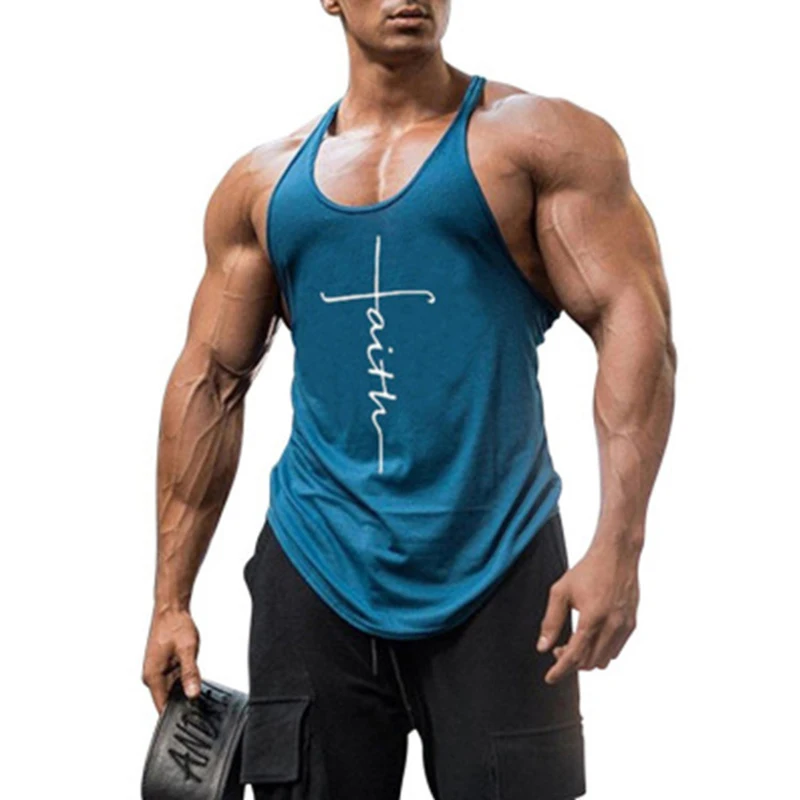 

2021 Summer Sport Gym Training Sleeveless Tank Top For Men Casual O-Neck Letter Print Vest Male Tee Fashion Loose Pullover Vests
