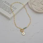 Женское Ожерелье 14 к в стиле ретро из нержавеющей стали с натуральным камнем и пряжкой