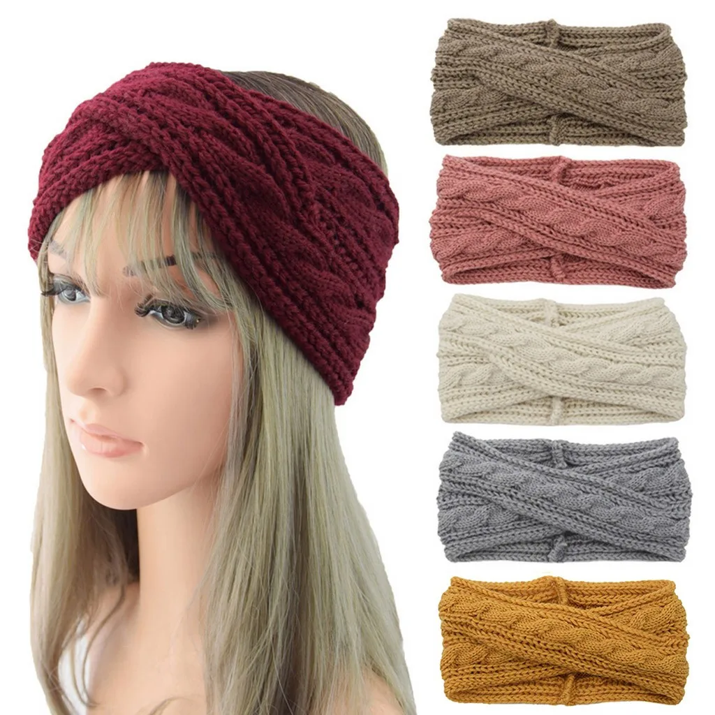 2019 зимние вязаные головные повязки для девочек теплые эластичные волос ручная