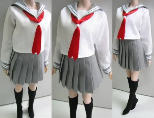 Custom 1/6 Female Clothes 3 Colors Students School Uniform &amp Socks Set for 12 inches PH HT Kumik Body Figures | Игрушки и хобби