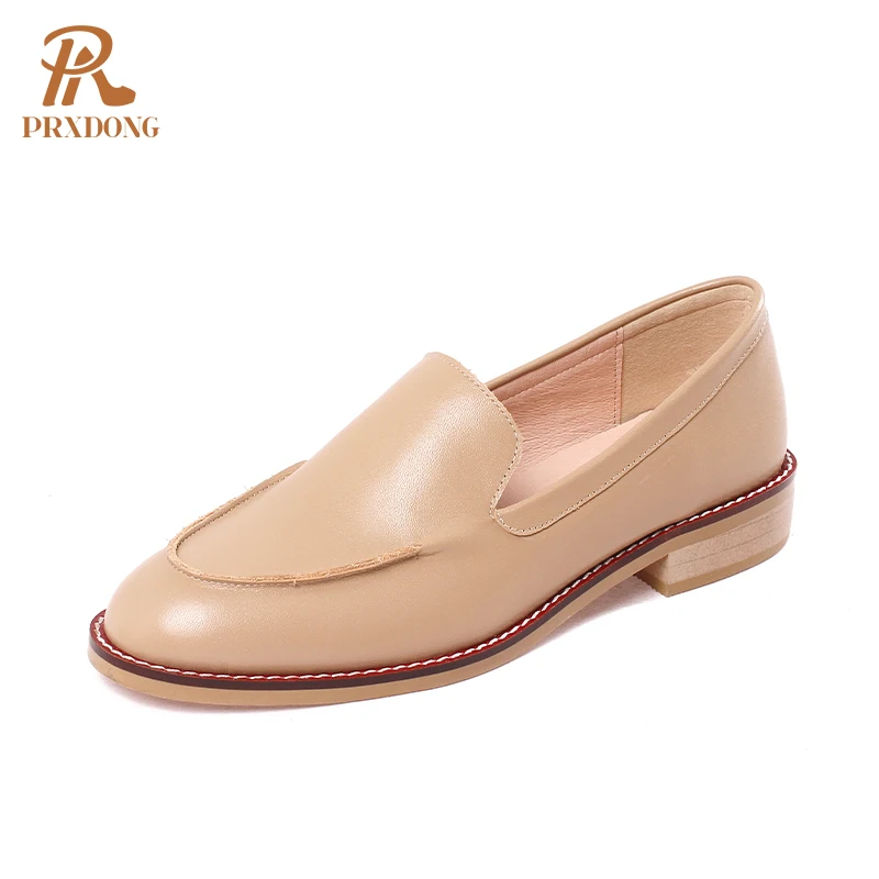 Classic Genuine Leather Slip-on Pumps 2021 Brand New Women Loafers Shoes Round Toe Platform Handmade Casual shoes for Girls 39