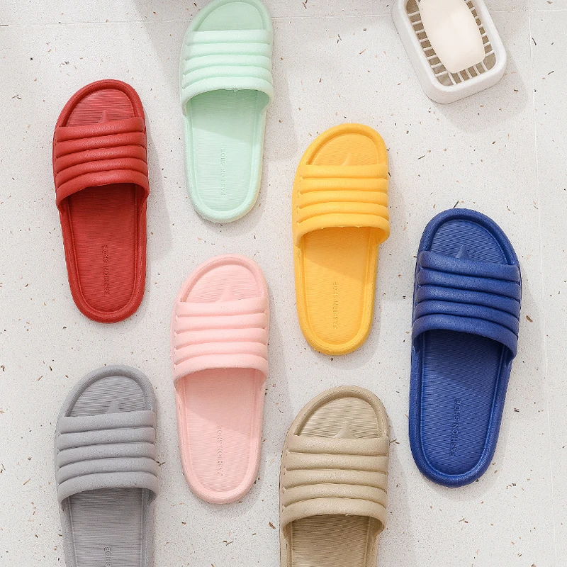 

36/38/40 Sizes 4 Colors Non-slip Round Head Flat Slippers Lightweight Soft Woman Leisure Beach Home Bathroom Sandals Shoes