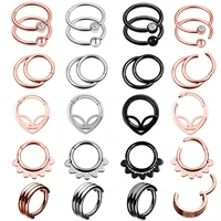 mixed style double layers steel clicker segment nose hoop rings hinged ear helix septum piercing unisex body jewelry nostril man