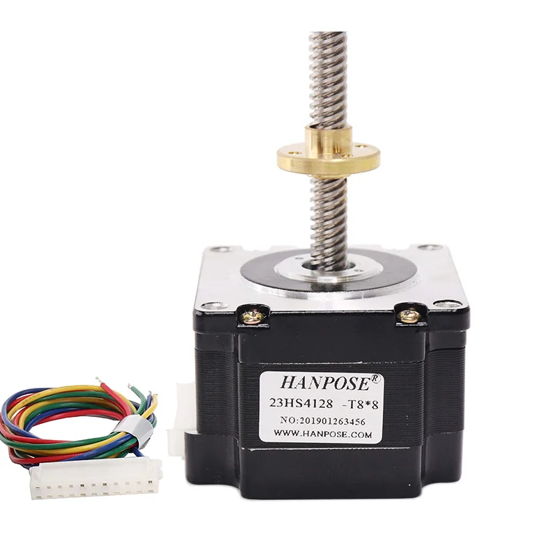 Винтовой шаговый двигатель nema23 2 8 а 55 Н. См 23hs4128-t8-300 мм + Медная гайка свинец 2/4/8 для