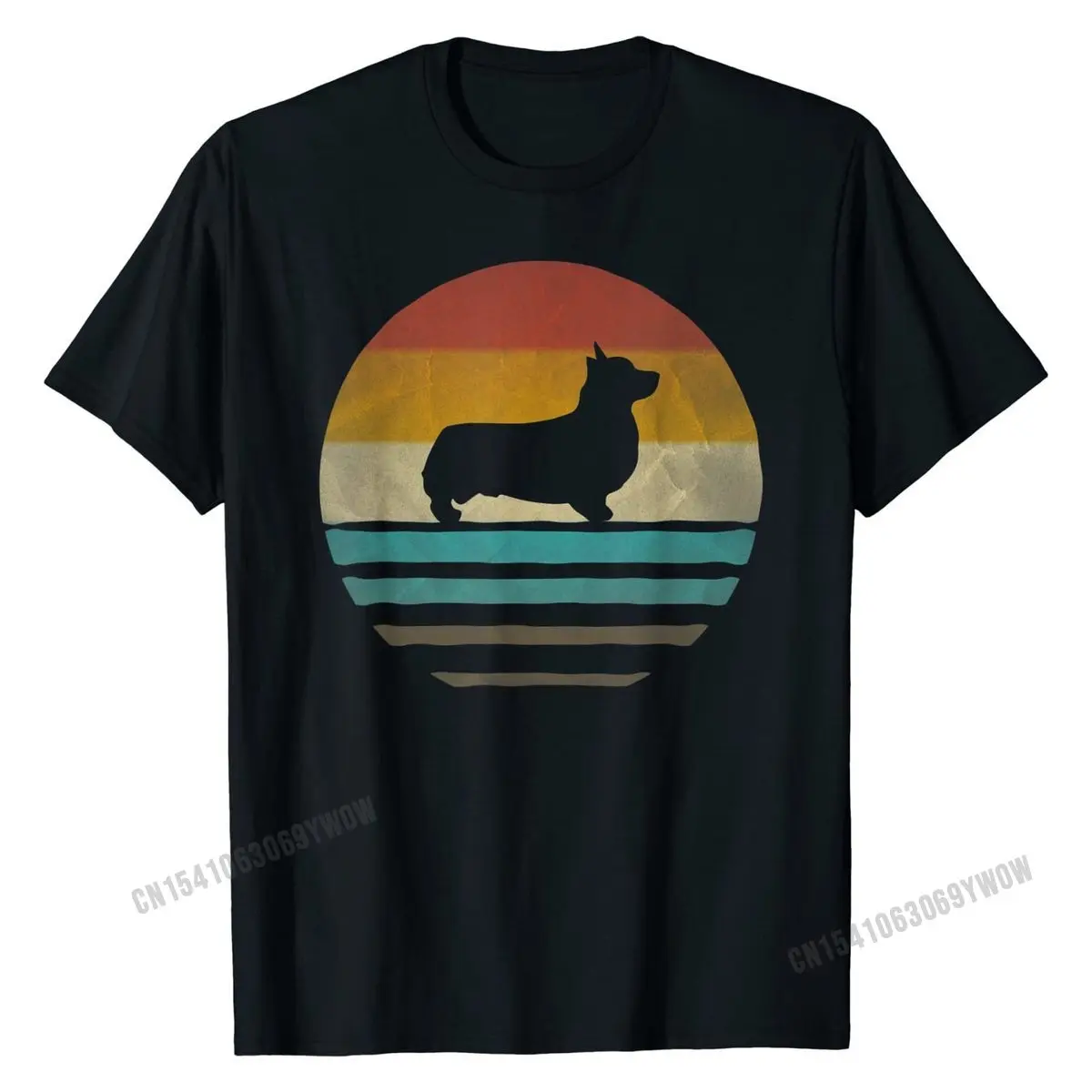 

Corgi Dog Retro Vintage 60s 70s Silhouette Breed Funny Gift T-Shirt T Shirts Tops Shirts Rife Cotton Custom Print Mens