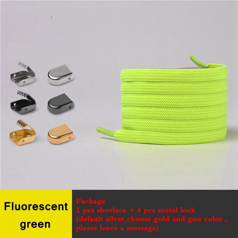 Fluorescent green 1 пара шнурки без завязок эластичные шнурки для обуви для детей и взрослых унисекс плоские туфли кружевные уличные кроссовки для отдыха быстрозащитные ленивые шнурки - Цвет: Fluorescent green