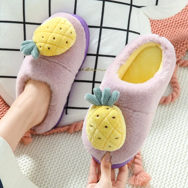

Women Fluffy Slippers Winter Warm Fur Shoes Cute Fruits Strawberry Slip On Home Indoor Bedroom Girl Lady Plush Zapatillas Mujer