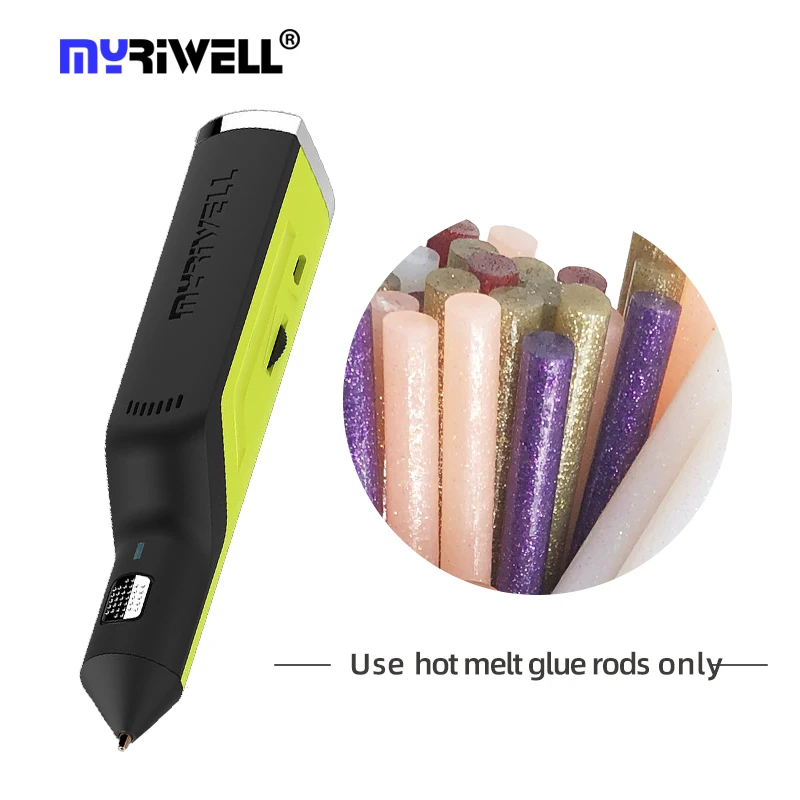 

Myriwell 3d pen cordless mini hot melt glue gun pen wireless operation with 6 glue sticks fixing tool RS-100A charging version