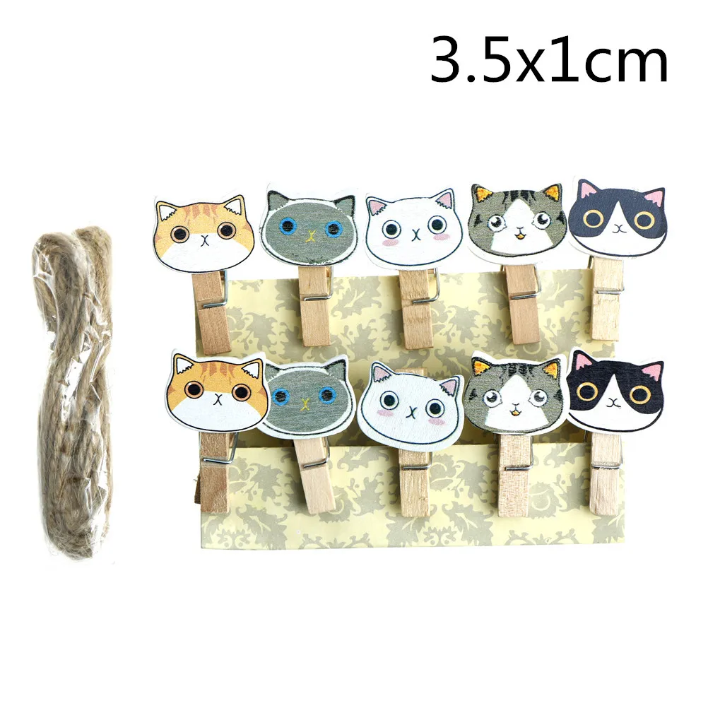 10 шт./лот милый кавайный Кот деревянный зажим фото бумажная прищепка Сделай Сам