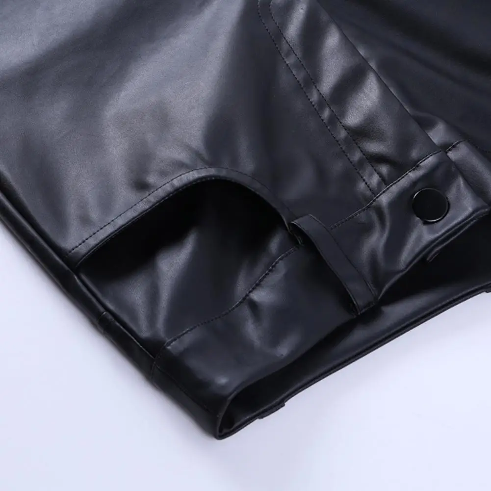 

Women Fashion High Waist Faux Leather Split Hem Skinny Pants Street Trousers