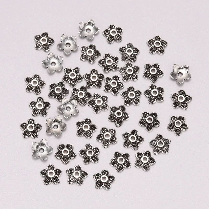 

30pcs/Lot 7mm 5 Petals Flower Torus Beads Antique Flower Loose Sparer Apart End Bead Cap for DIY Jewelry Making Findings