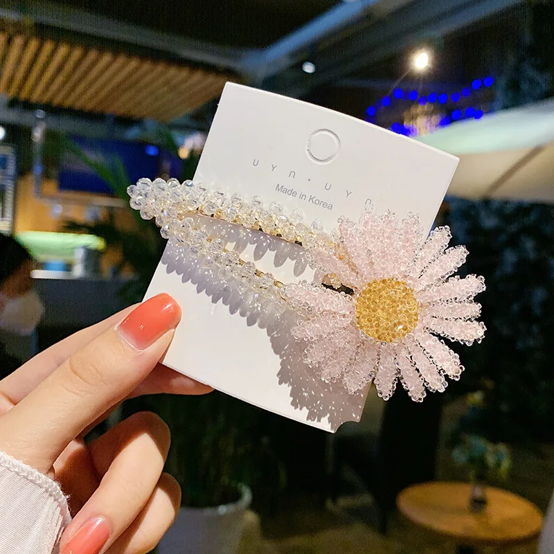 

Sweet Crystal Daisy Flower Hair Pins BB Hair Clip for Girl Barrette Women Pearl Rhinestone Hair Clips Flower Hair Accessories