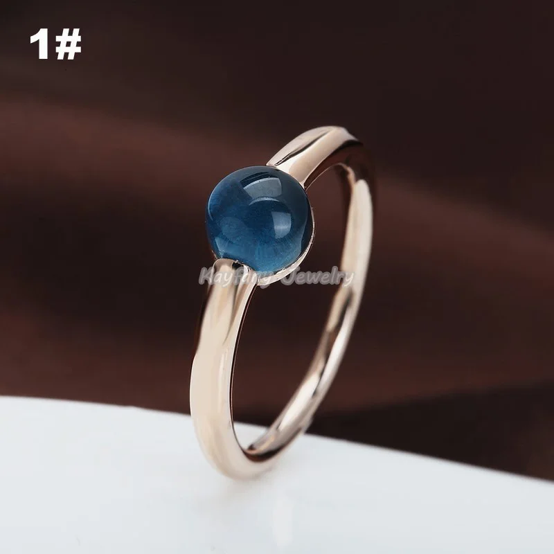 

925 Sterling Silver Rings for Women Rose Gold Plated Synthetic Gemstone Sweety Candy Rings 2021 Women's ring Hot US 6/7/8