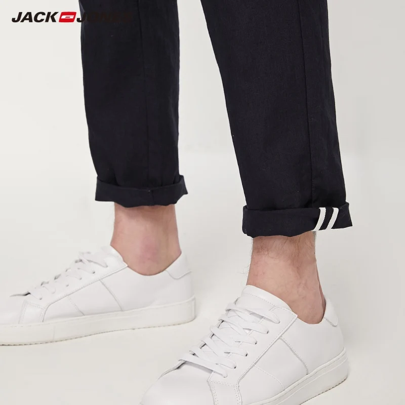 Мужские льняные укороченные брюки JackJones | 219214524 Мужская одежда
