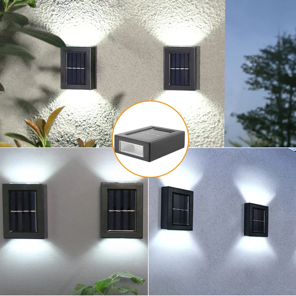 

2pcs LED Solar Light Outdoor Waterproof Lighting Solar Powered Lamps Wall Lamps for Garden Decoration LED Street Lighting