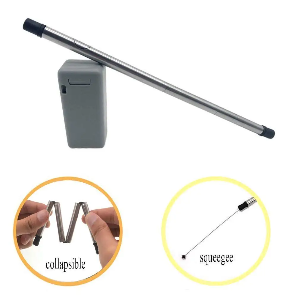 Stainless Steel 304 Straw Reusable Foldable Drinking Straws Portable Anti-scratch Travel Cutlery with Cleaner Brush | Дом и сад