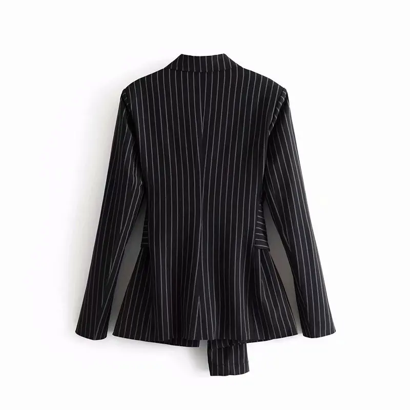 JRHYME Белый Полосатый Черный Повседневный Женский блейзер с вырезом куртки