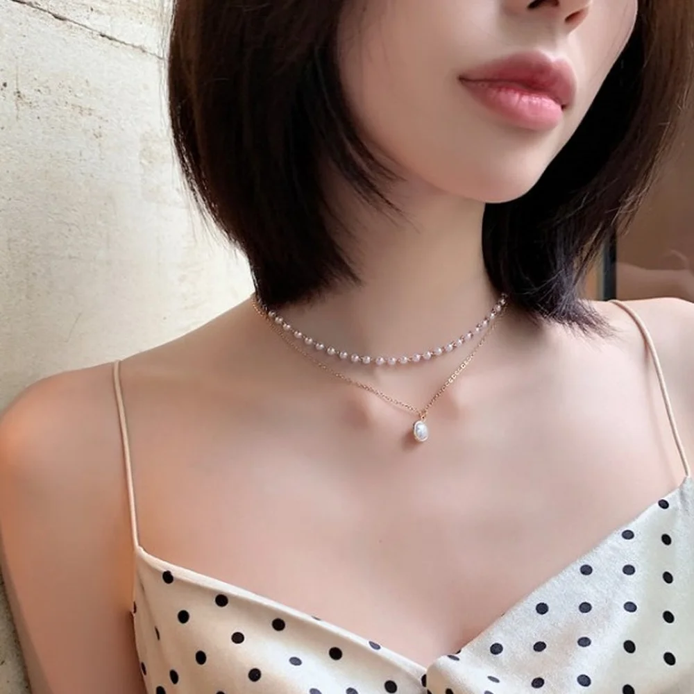 

Fashion Pearl Pendant Necklace for Women Vintage Multilayer Chain Imitation Pearl Collar Choker Necklaces Female Jewelry Gifts
