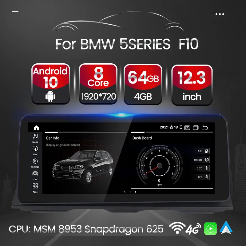

Android 10 12.3'' Qualcomm Car Multimedia GPS Navigation Radio Player For BMW F10 F11 CIC NBT 2010 2011 2012 2013 2014 2015 2016