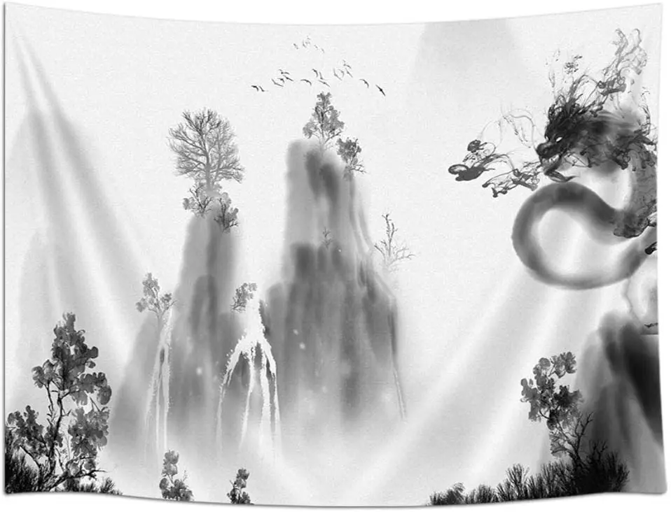 

Japanese Art Tapestry Asian Decoration Chinese Ink Painting Style Landscape Painting with tapestry Wall Decor Room Decor Room
