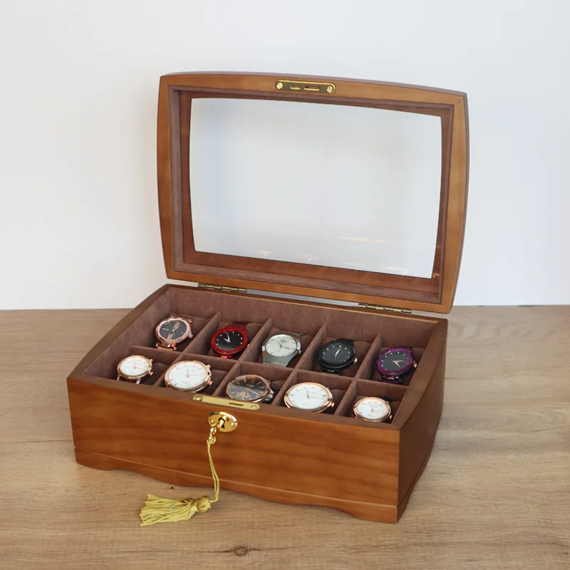 2021 New High-End Watch Box Wooden Necklace Jewelry Box Household Lock Display Box Gift Collection