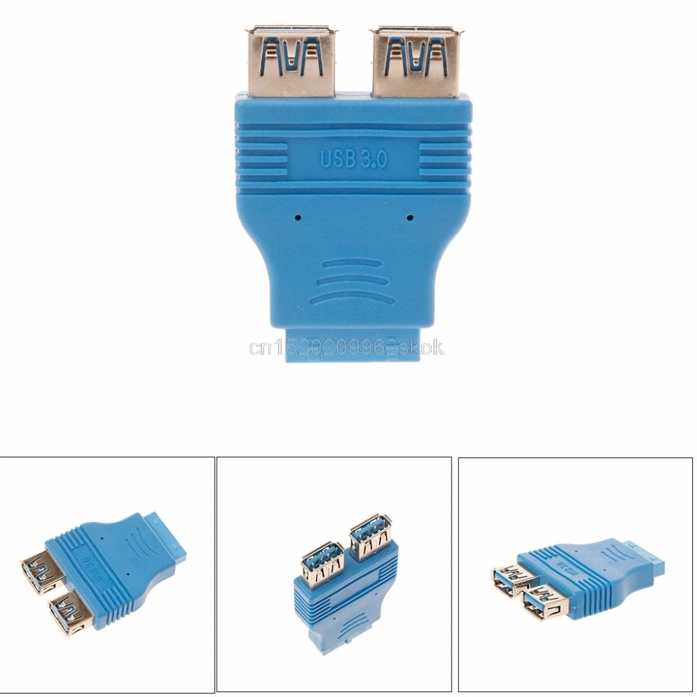 

Dual USB 3.0 Type A Female To 20-Pin Motherboard Header Female Converter Adapter