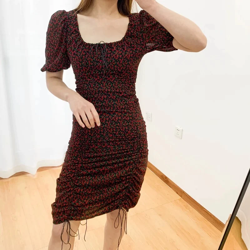 

Sexy Bandage Dresses Women Floral Short Sleeve Club Party Dress Spring Summer Maxi Dress Nightclub Dress Bodycon Mini Sundress