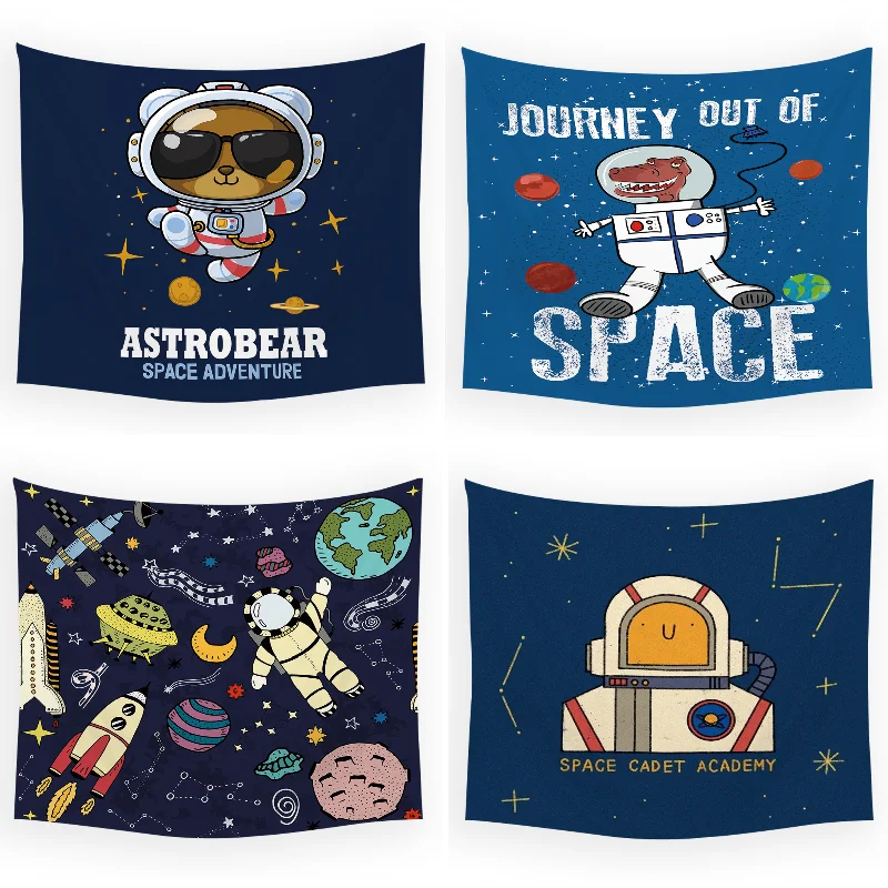 

Мультяшный космический корабль в космическом пространстве, декор для комнаты, эстетический Настенный декор для спальни, психоделический п...