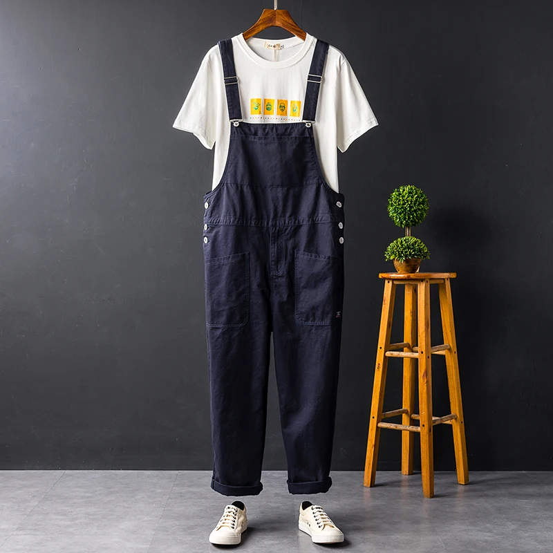 

Mens Retro Pockets Loose Overall Jumpsuit Romper Suspender Trousers Pants 4Colors Summer New 2020