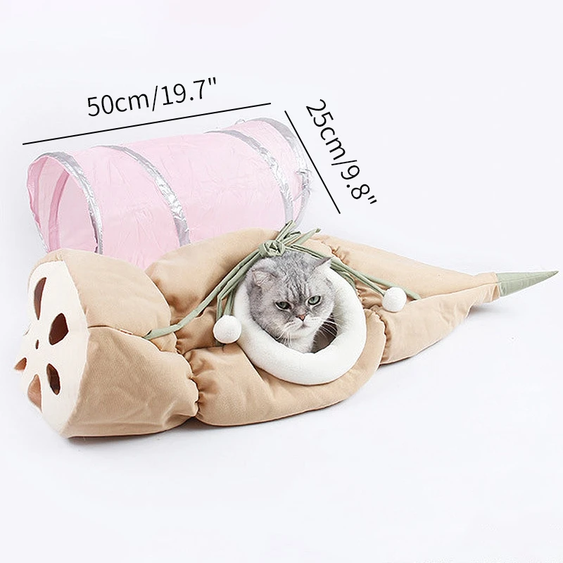 

Lotus Designed Interactive Cat Tunnel Cute Cat Toy Pet Tube Collapsible Kitten Rabbit Play Tubes Ring Bell Cat Ferrets Puppy Bed