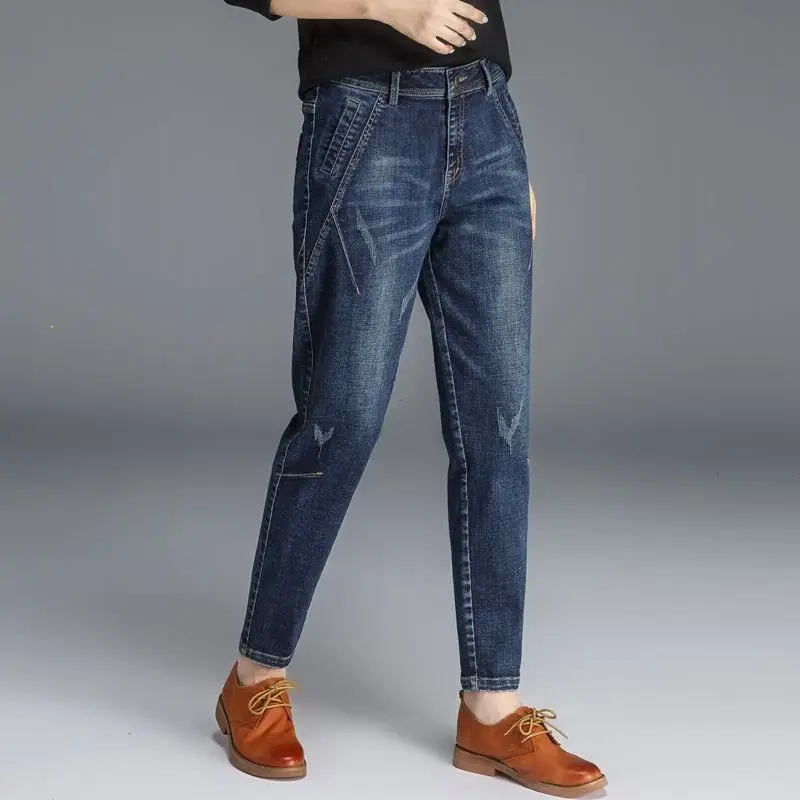 

Woman Jeans Pants Stretch Harem plus Size Loose High Waist