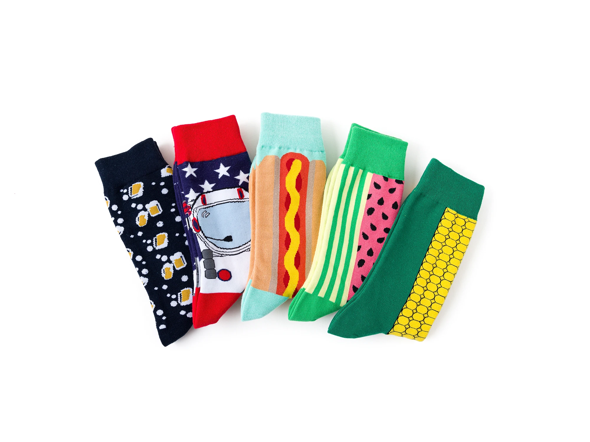 Счастливые Новые забавные мужские графические носки из чесаного хлопка с