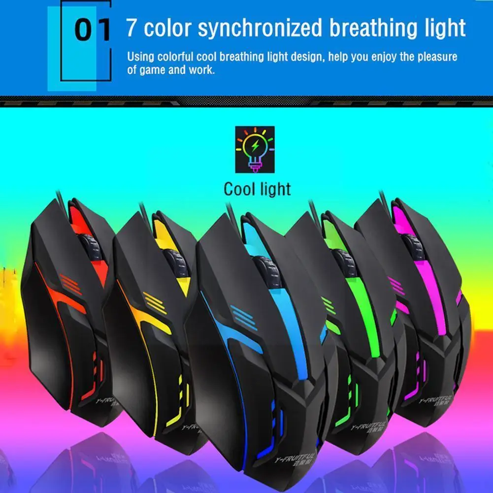 Usb Wired Gaming Mouse 7 Breathing Led Backlight Usb Professional Gamer Mouse Optical Gaming Mouse For ​laptop Game A4h8