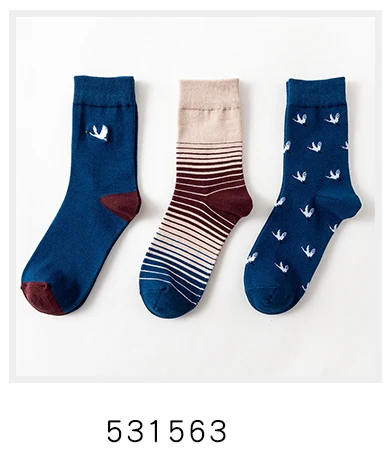 Caramella Men's Crew Socks Cotton Made Animal Jacquard Embroidery Socks Cotton 3 Pairs/Lot - Цвет: 5315631101